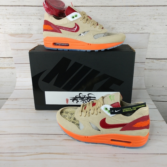 Nike Air Max 1 x CLOT Kiss Of Death Red Orange Blaze Sneakers - Picture 15 of 15